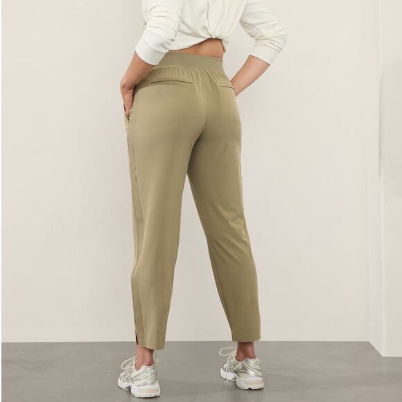 Athleta Brooklyn Mid Rise Ankle Pant Khaki Olive Branch Featherweight Stretch - Picture 10 of 10